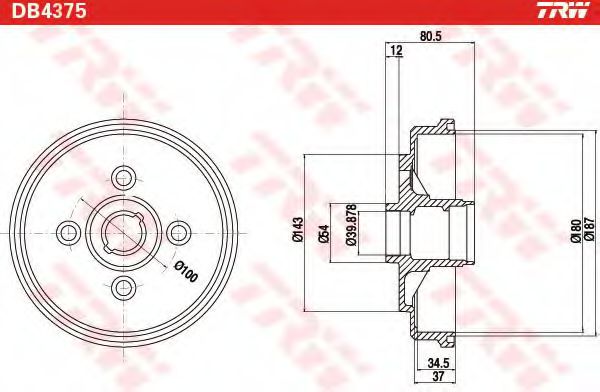 Тормозной барабан TRW DB4375 Тормозной барабан TRW DB4375