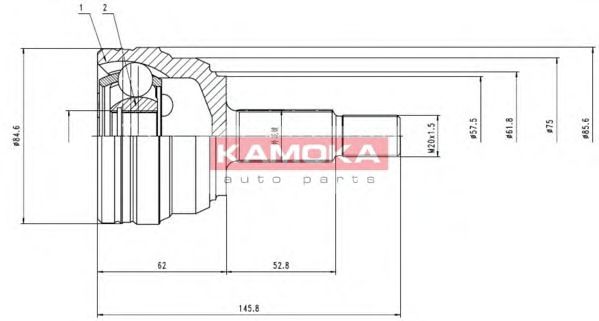 ШРУС с пыльником KAMOKA 6612