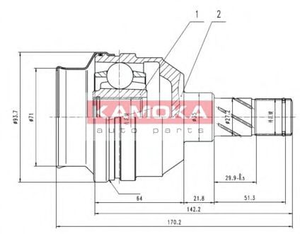 ШРУС с пыльником KAMOKA 8009