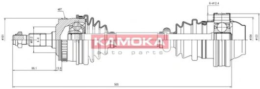 Полуось в сборе KAMOKA ME1138904A