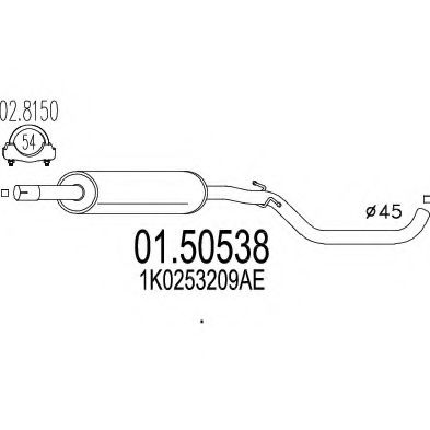 Глушитель выхлопных газов конечный MTS 01.50538
