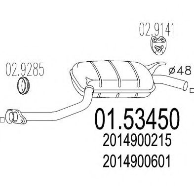 Средний глушитель выхлопных газов MTS 01.53450