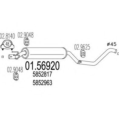 Средний глушитель выхлопных газов MTS 01.56920