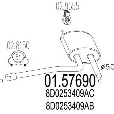 Средний глушитель выхлопных газов MTS 01.57690