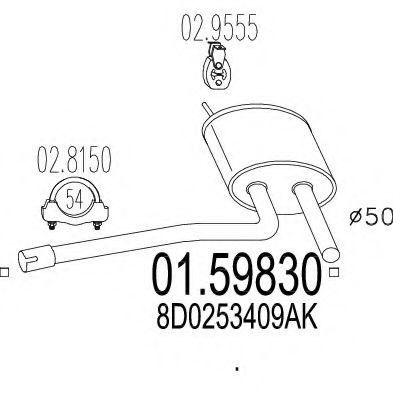 Средний глушитель выхлопных газов MTS 01.59830