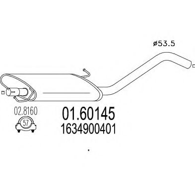 Глушитель выхлопных газов конечный MERCEDES-BENZ A 163 490 04 01