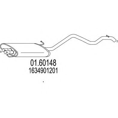 Глушитель выхлопных газов конечный MERCEDES-BENZ A 163 490 12 01