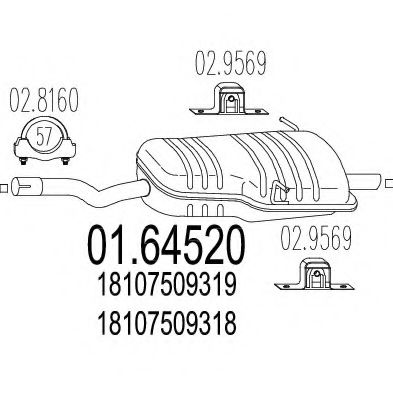 Глушитель выхлопных газов конечный MTS 01.64520