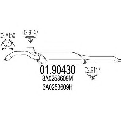 Глушитель выхлопных газов конечный MTS 01.90430