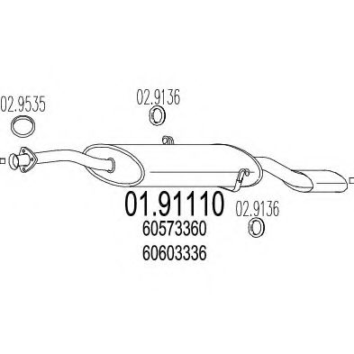 Глушитель выхлопных газов конечный MTS 01.91110