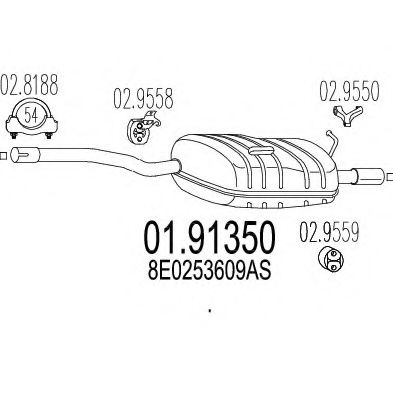 Глушитель выхлопных газов конечный MTS 01.91350