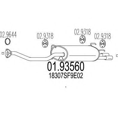 Глушитель выхлопных газов конечный Honda/Acura 18307SF9E02