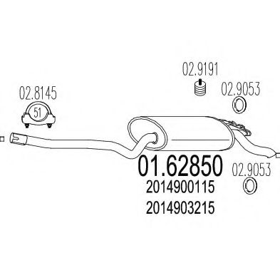 Глушитель выхлопных газов конечный MTS 01.62850