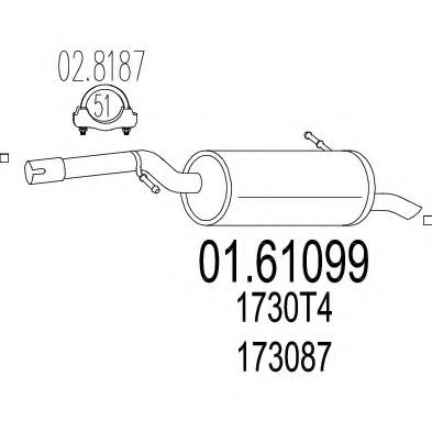 Глушитель выхлопных газов конечный MTS 01.61099