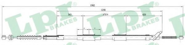 Трос ручного тормоза LPR C0874B