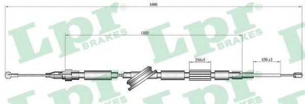Трос ручного тормоза LPR C1519B