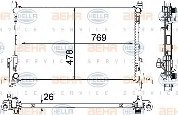 Радиатор охлаждения двигателя BEHR/HELLA 8MK 376 701-581
