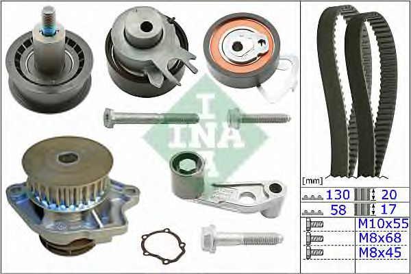 Комплект ГРМ с помпой INA 530 0360 30