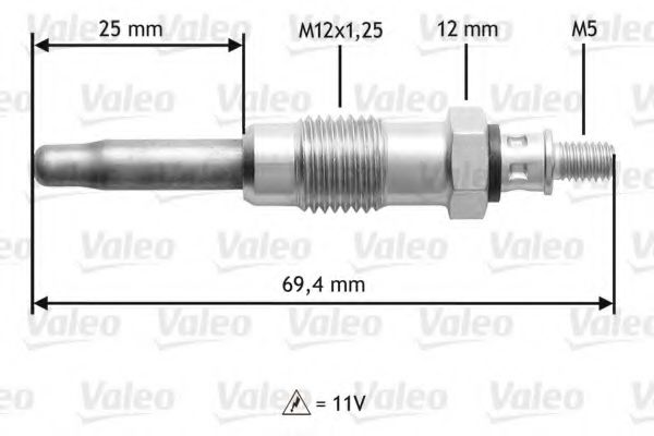 Свеча накаливания VALEO 345107 Свеча накаливания VALEO 345107