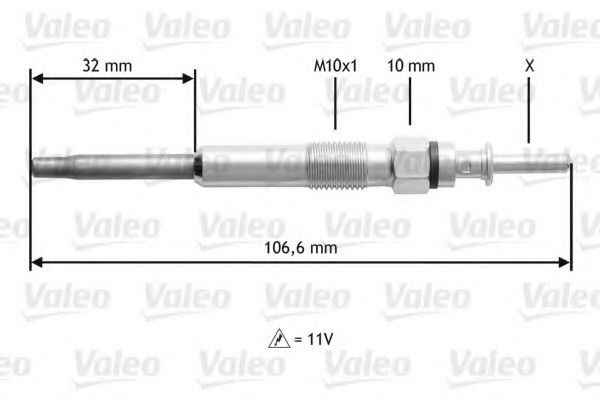 Свеча накаливания VALEO 345132 Свеча накаливания VALEO 345132