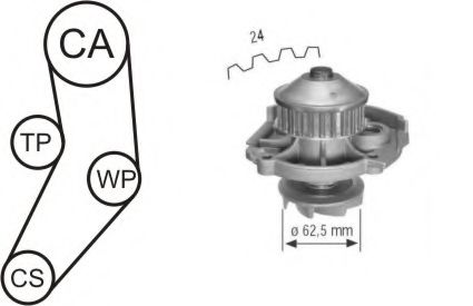 Комплект ГРМ с помпой AIRTEX WPK-161601