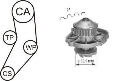 Комплект ГРМ с помпой AIRTEX WPK-161602