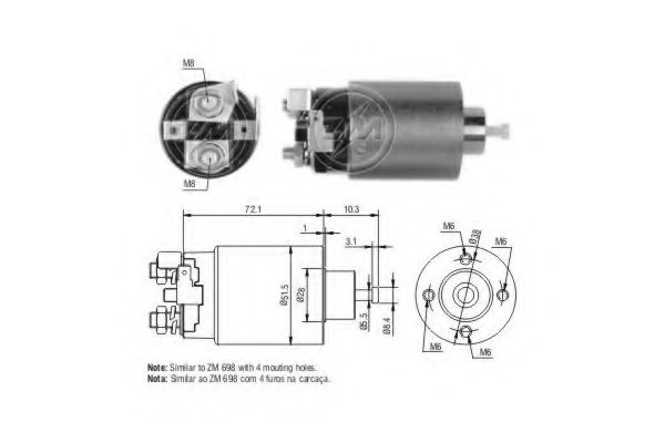 Втягивающее реле стартера MITSUBISHI MD611591