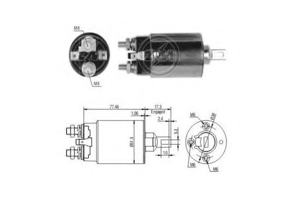 Втягивающее реле стартера MITSUBISHI MD607549