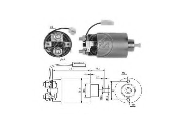 Втягивающее реле стартера MITSUBISHI MD607997