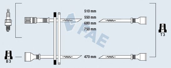 Комплект проводов зажигания fae 83060