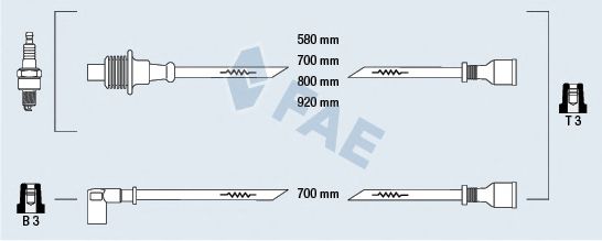 Комплект проводов зажигания fae 83380