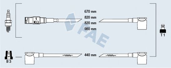 Комплект проводов зажигания fae 83990