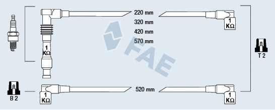 Комплект проводов зажигания fae 85090