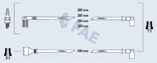 Комплект проводов зажигания fae 85370