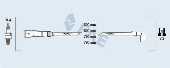 Комплект проводов зажигания fae 85400