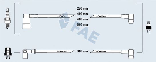 Комплект проводов зажигания fae 85470