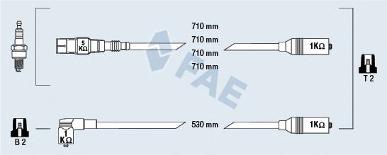 Комплект проводов зажигания fae 85870