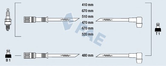 Комплект проводов зажигания fae 86020