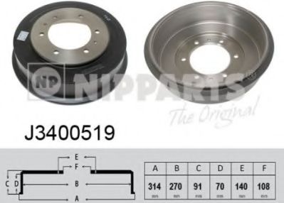 Тормозной барабан nipparts J3400519
