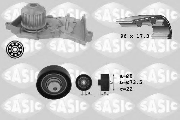 Комплект ГРМ с помпой SASIC 3904026
