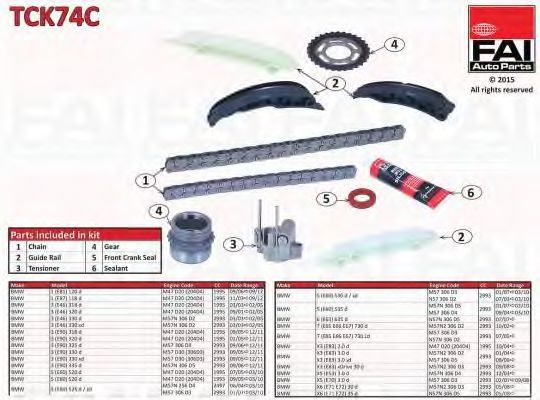 Цепь ГРМ, комплект FAI TCK74C