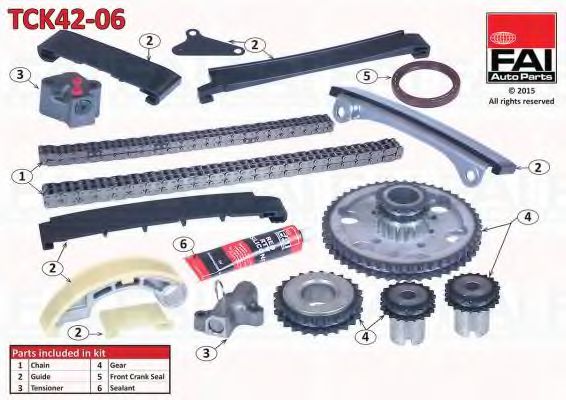 Цепь ГРМ, комплект FAI TCK42-06