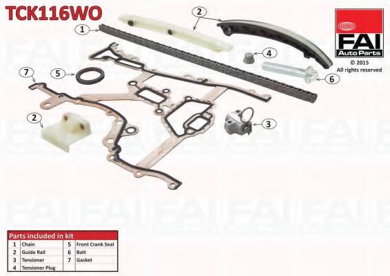 Цепь ГРМ, комплект FAI TCK116WO