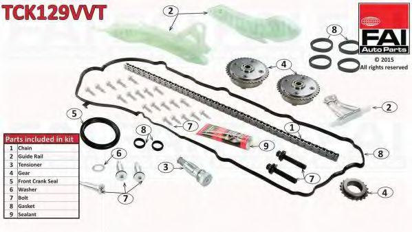 Цепь ГРМ, комплект FAI TCK129VVT