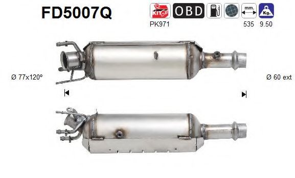 Сажевый / частичный фильтр, система выхлопа ОГ AS FD5007Q