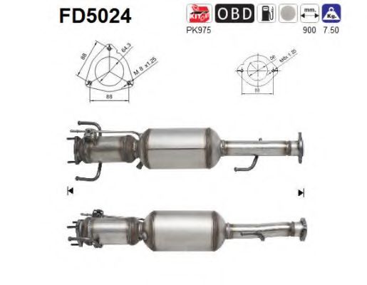 Сажевый / частичный фильтр, система выхлопа ОГ AS FD5024
