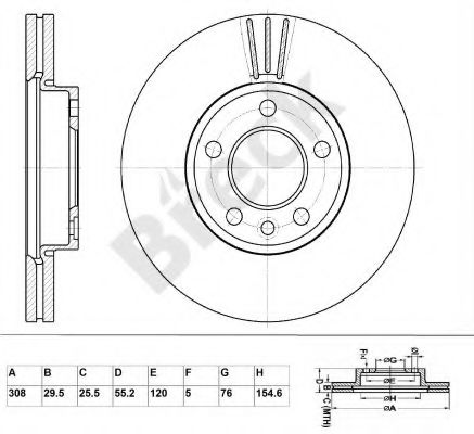 Тормозной диск BRECK BR 360 VA100