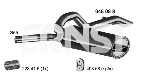 Глушитель выхлопных газов конечный ERNST 048088