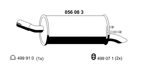 Глушитель выхлопных газов конечный ERNST 056083