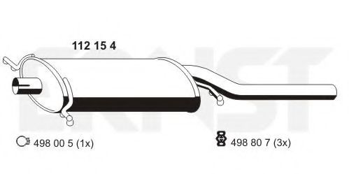 Глушитель выхлопных газов конечный ERNST 112154